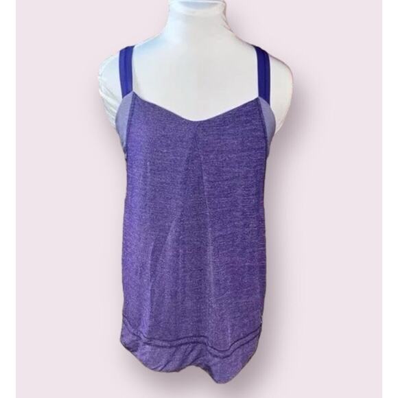Lululemon Rest Less Tank Top Bra Bruised Berry Wee Stripe Heathered Purple Sz 4 - Picture 8 of 16